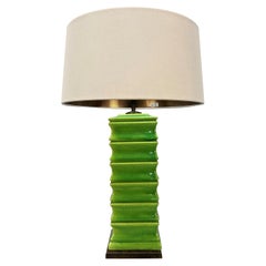 Vintage Italian Midcentury Lime Green Glazed Lamp