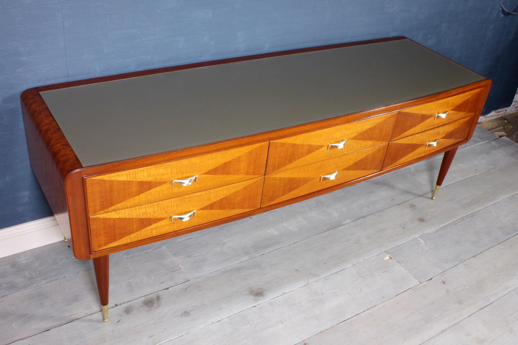 Italian Midcentury Long Chest of Drawers In Good Condition In Paddock Wood, Kent