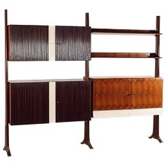 Italian Mid-Century Mahogany Bookcase Self-Standing Paolo Buffa Style, 1950s