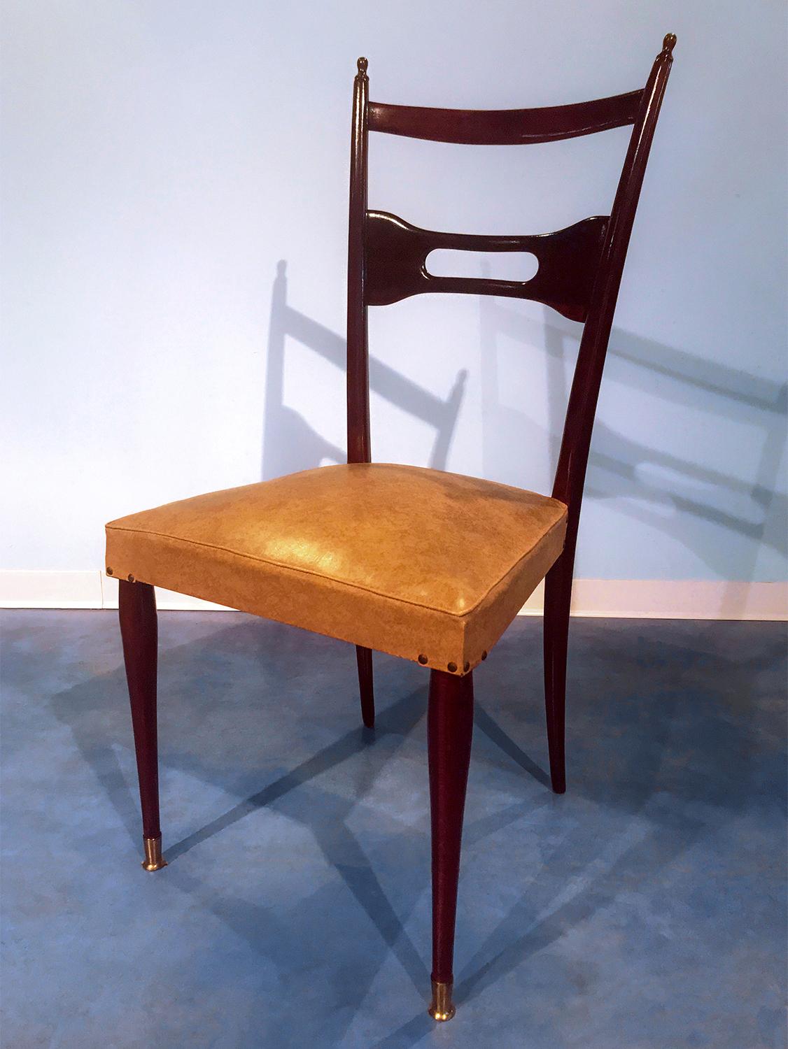 Italian Mid-Century Dining Chairs Paolo Buffa Style, Set of Six, 1950s 4