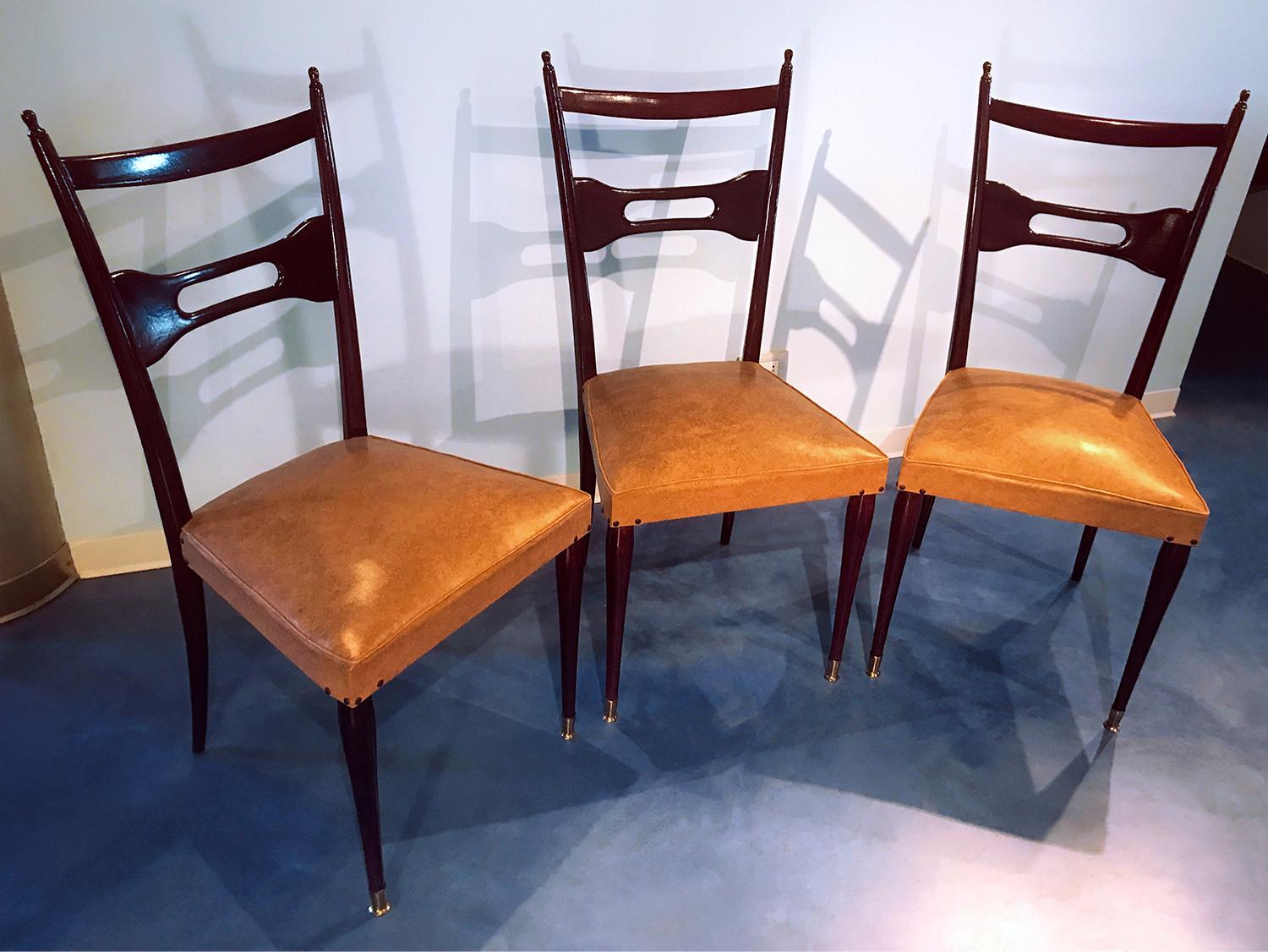 Mid-20th Century Italian Mid-Century Dining Chairs Paolo Buffa Style, Set of Six, 1950s