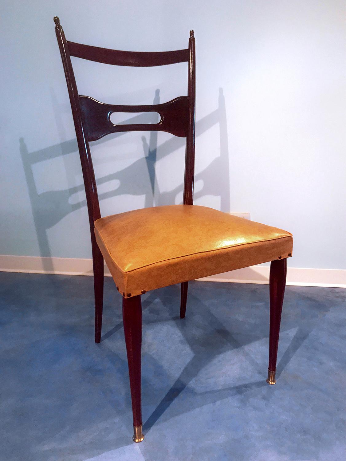 Italian Mid-Century Dining Chairs Paolo Buffa Style, Set of Six, 1950s 2