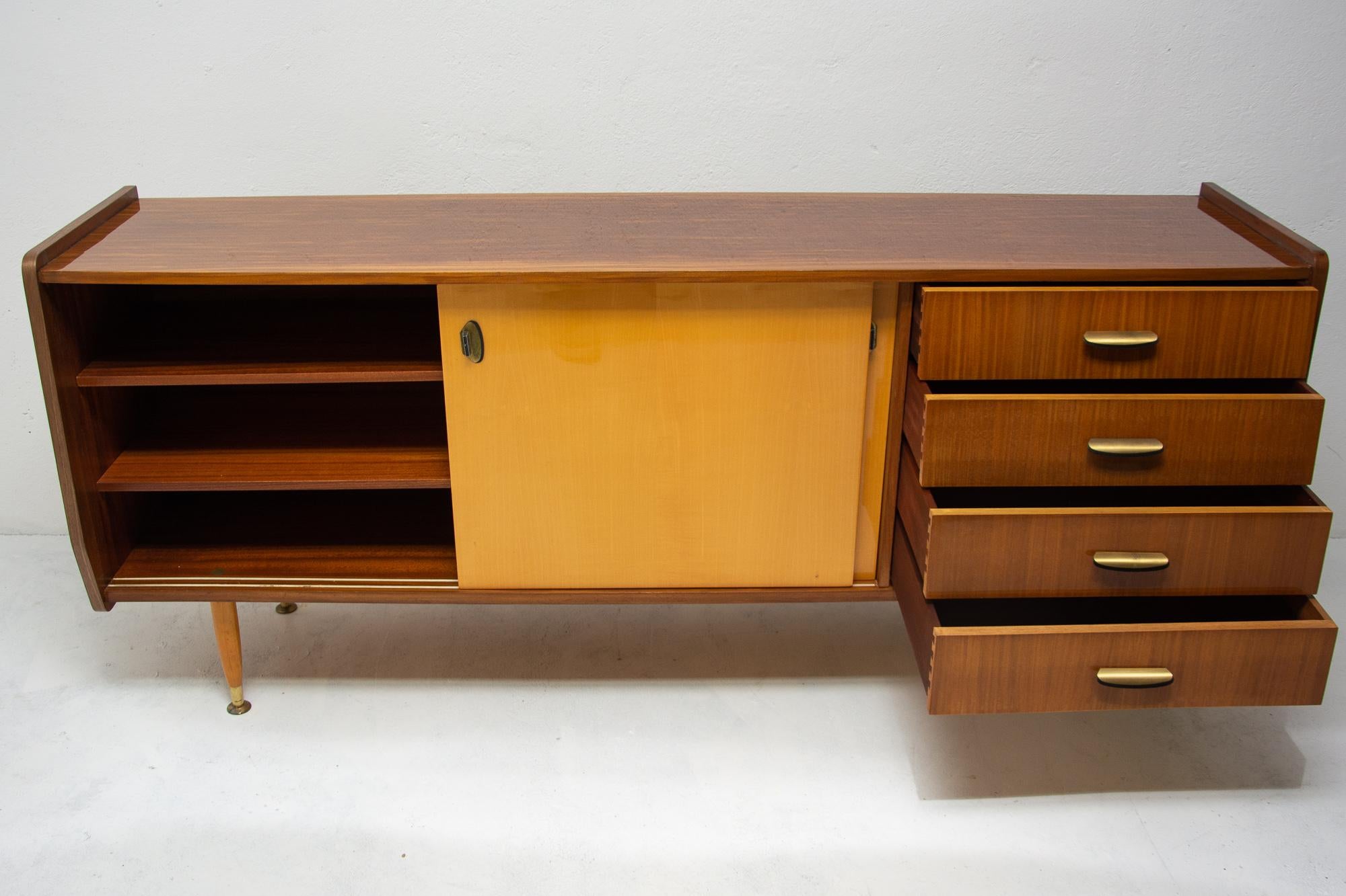 Metal Italian Midcentury Mahogany Sideboard from the 1960s