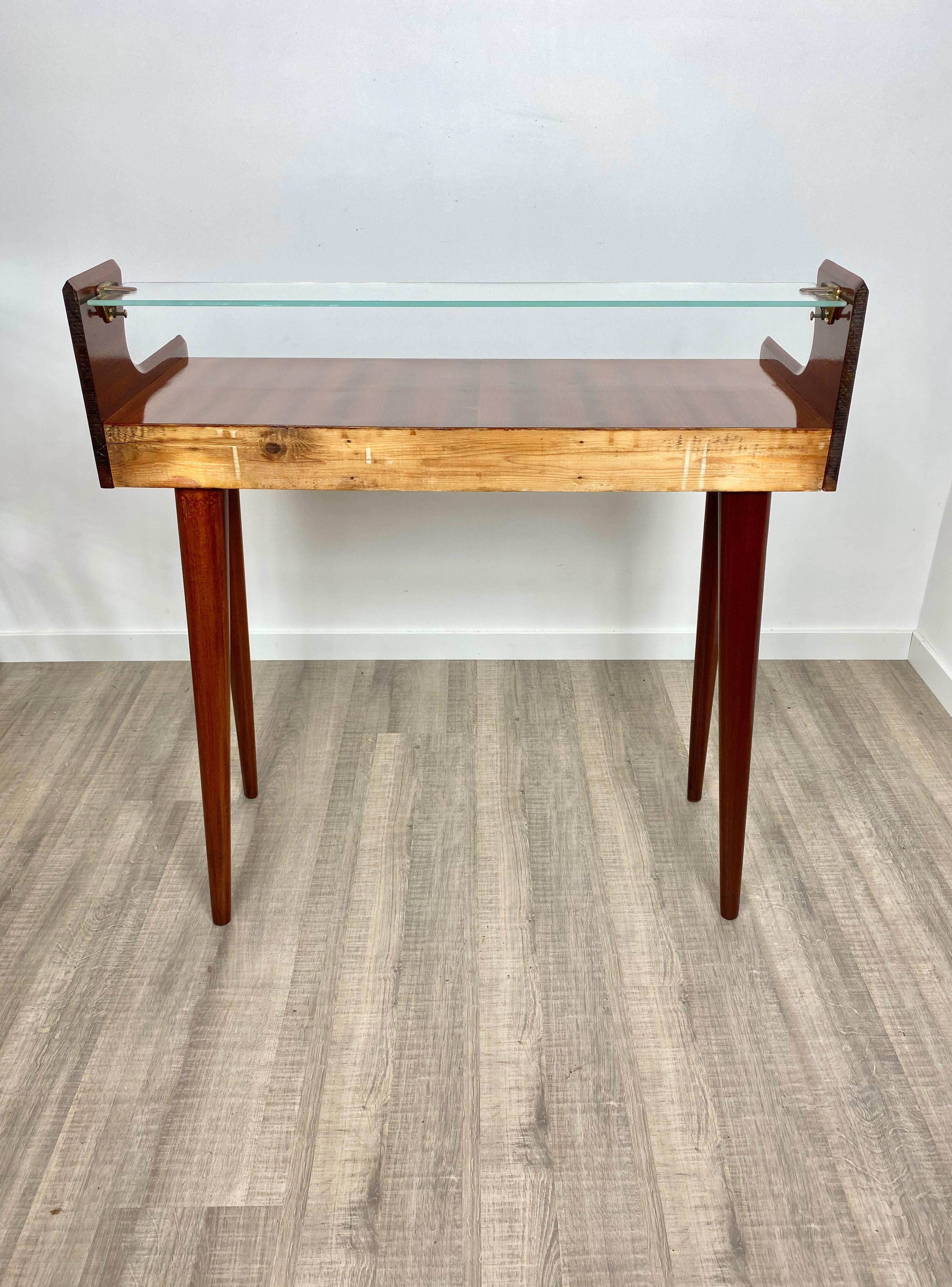 Italian Midcentury Mahogany Wood and Glass Console Table by Carlo de Carli 1950s For Sale 7