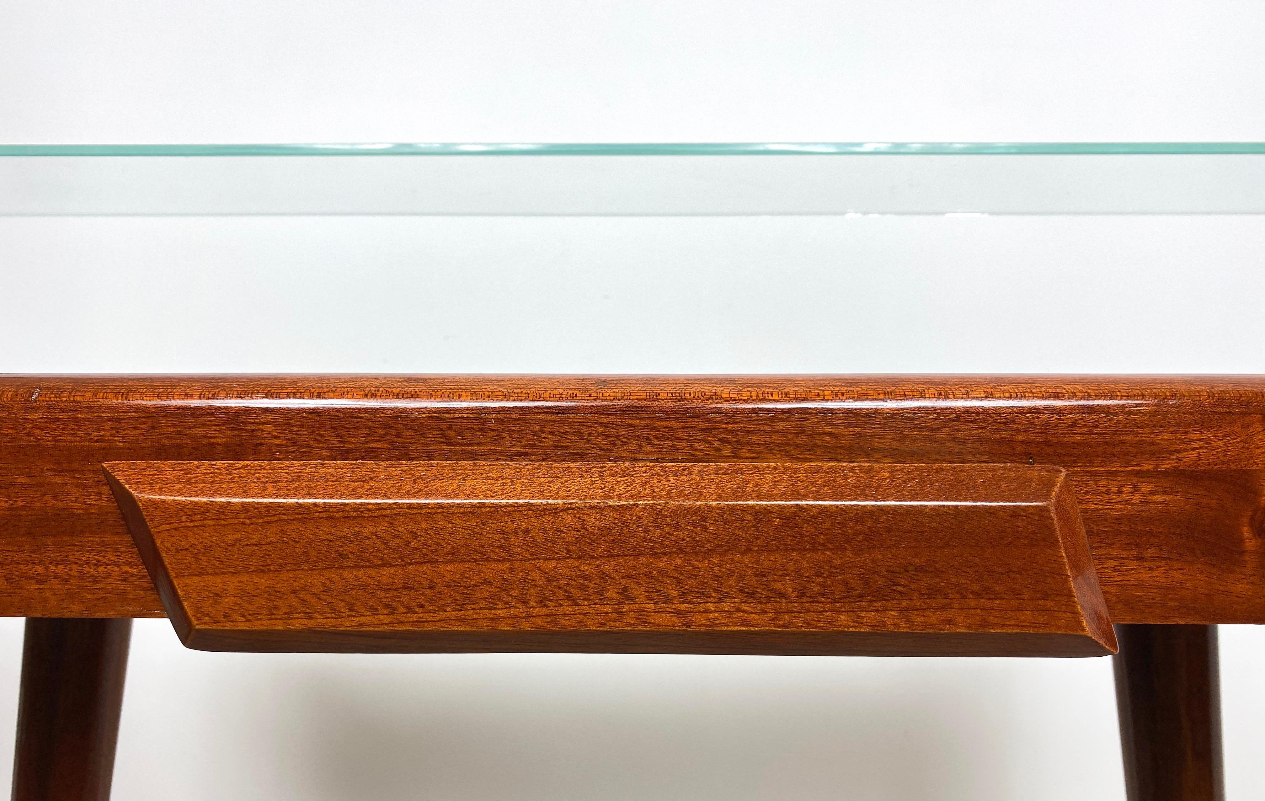 Italian Midcentury Mahogany Wood and Glass Console Table by Carlo de Carli 1950s For Sale 8