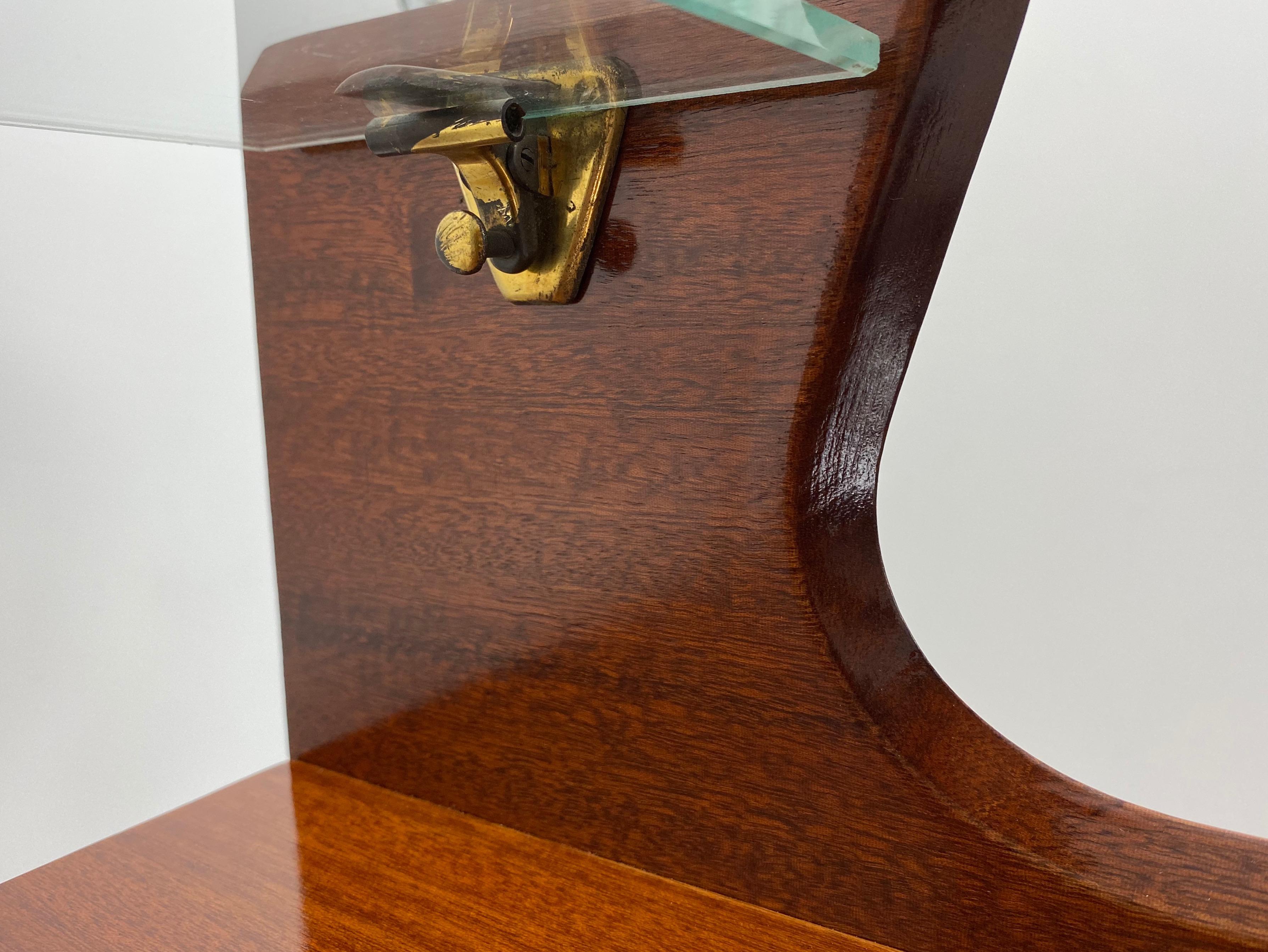 Italian Midcentury Mahogany Wood and Glass Console Table by Carlo de Carli 1950s For Sale 12