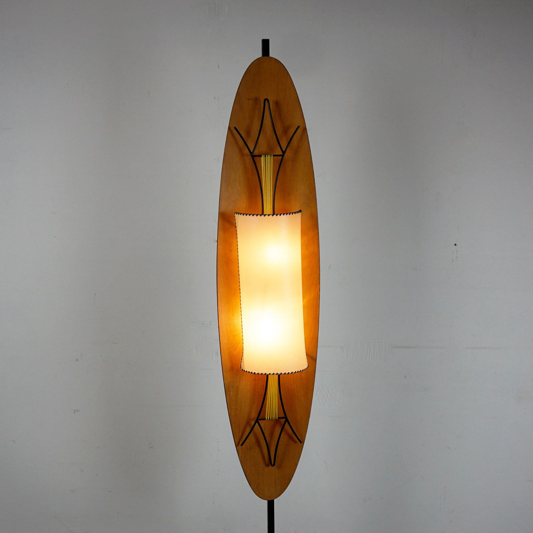 Italian Midcentury Marble and Wood Totem Floor Lamp by Goffredo Reggiani 1