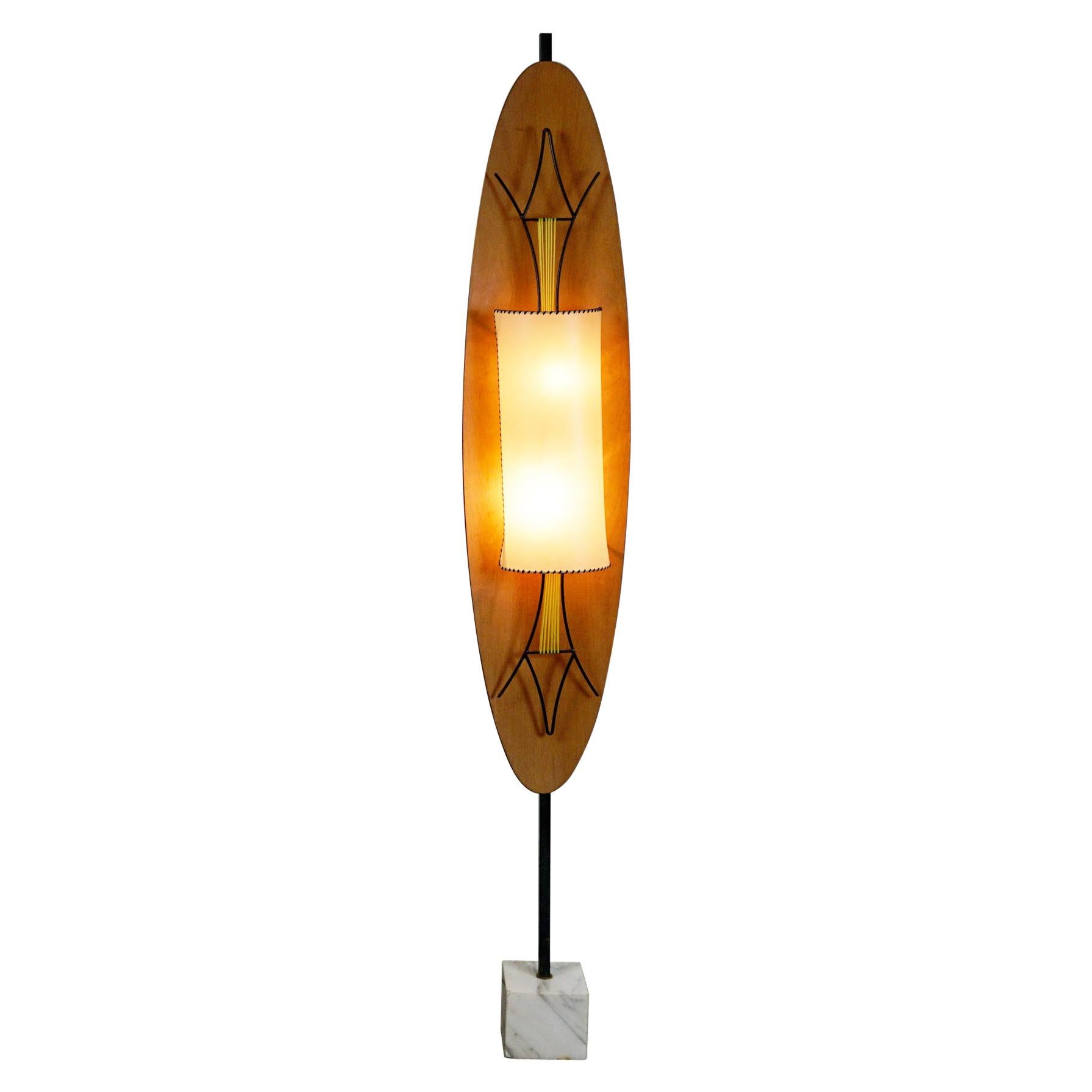 Italian Midcentury Marble and Wood Totem Floor Lamp by Goffredo Reggiani