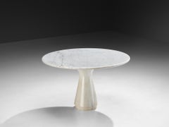 Italian Midcentury Marble Round Pedestal Dining Table
