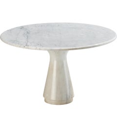 Italian Midcentury Marble Round Pedestal Dining Table