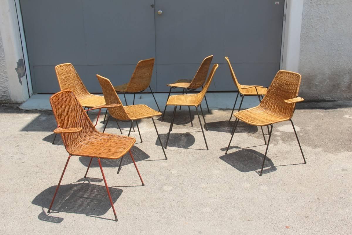Italian Midcentury Metal and Bamboo Design Chairs Campo & Graffi for Home, 1950s 6