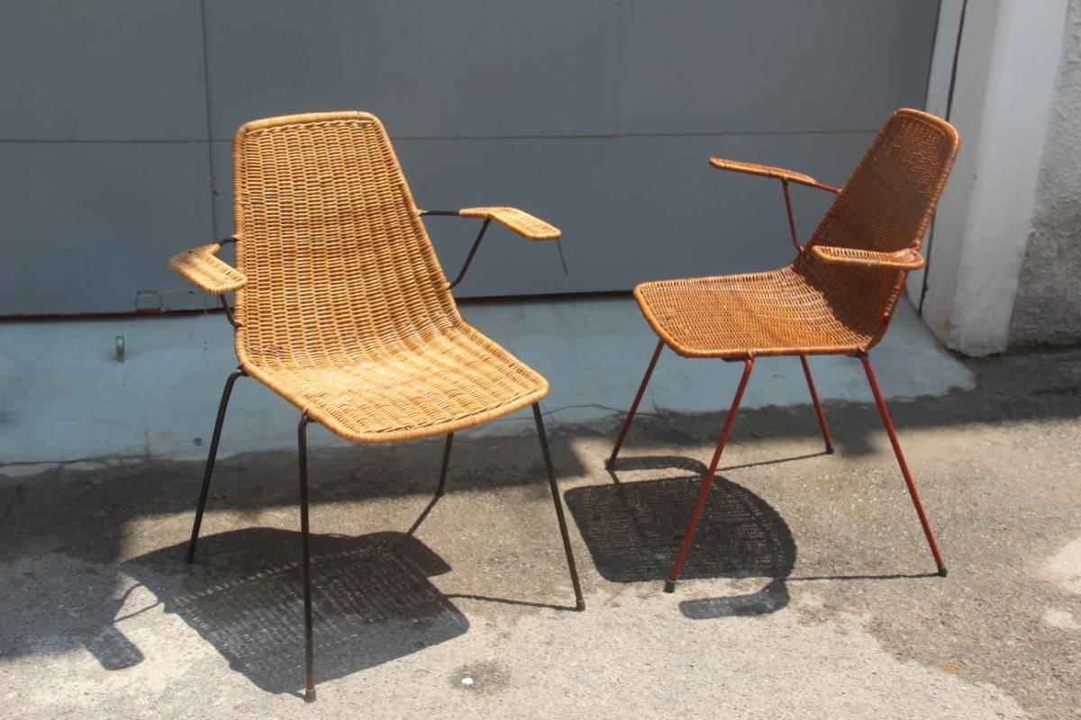 Mid-Century Modern Italian Midcentury Metal and Bamboo Design Chairs Campo & Graffi for Home, 1950s