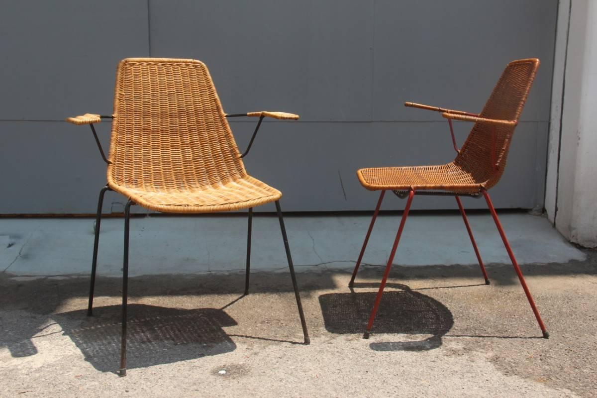Italian Midcentury Metal and Bamboo Design Chairs Campo & Graffi for Home, 1950s In Excellent Condition In Palermo, Sicily