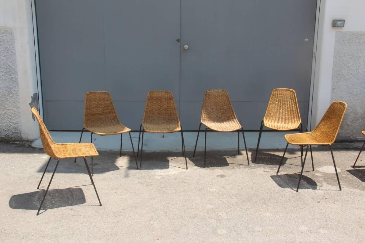 Italian Midcentury Metal and Bamboo Design Chairs Campo & Graffi for Home, 1950s 1