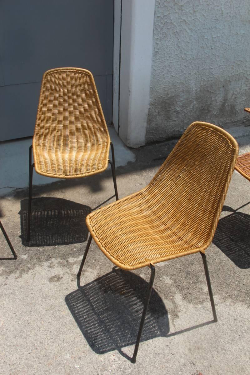 Italian Midcentury Metal and Bamboo Design Chairs Campo & Graffi for Home, 1950s 3