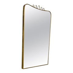 Italian Midcentury Mirror Attributed to Gio Ponti in Brass, 1950s