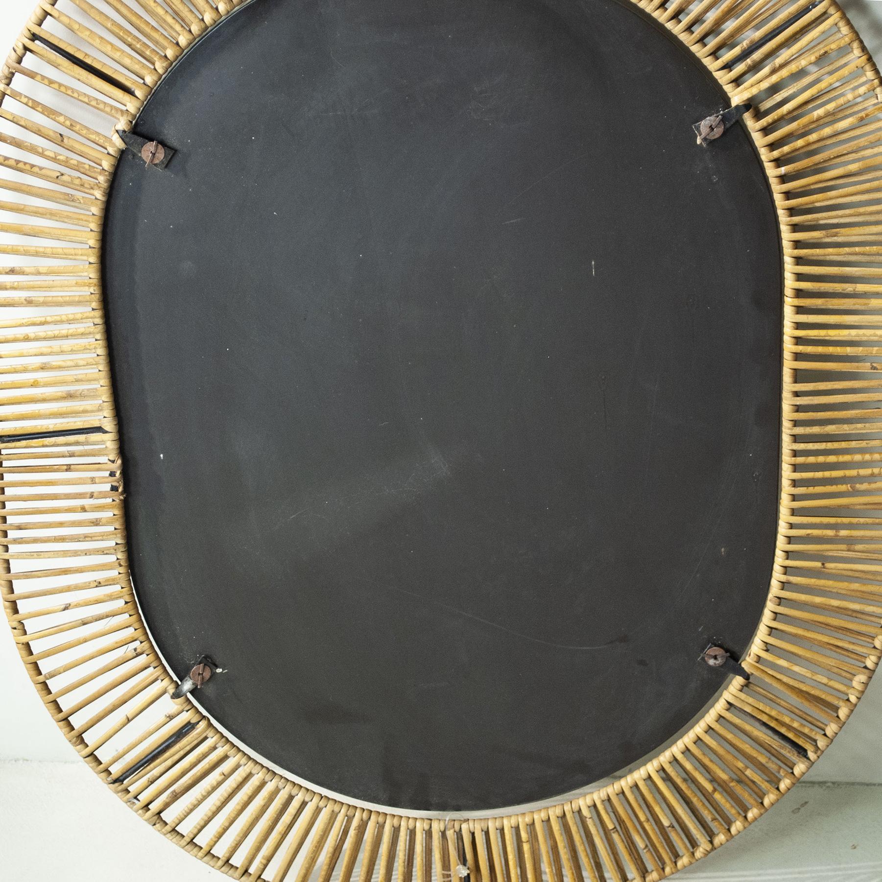 Italian Midcentury Mirror Cane 50's For Sale 1