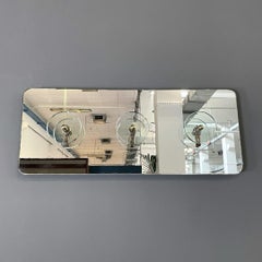 Italian midcentury mirror glass and brass wall coat hanger with six hooks, 1940s