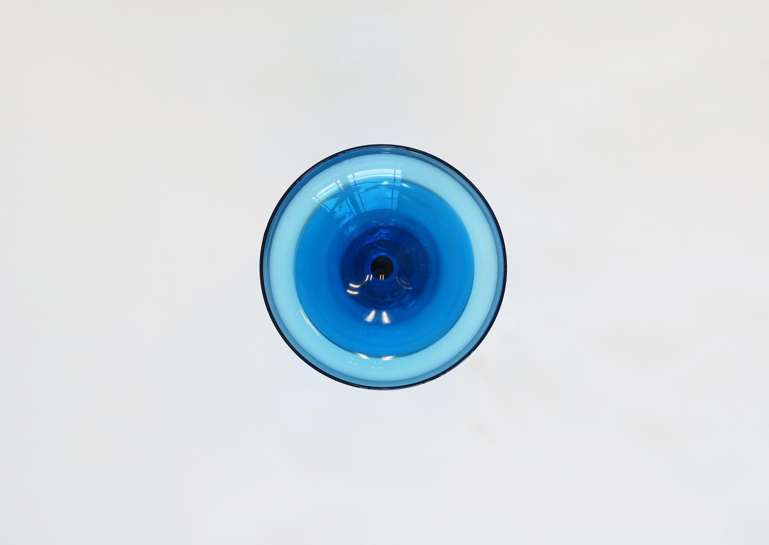 Italian Midcentury Modern Blue Cocktail Glasses, Set of 8 12