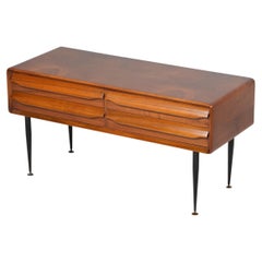 Used Italian Mid-Century Modern Chest of Drawers in Walnut Wood with Metal Legs