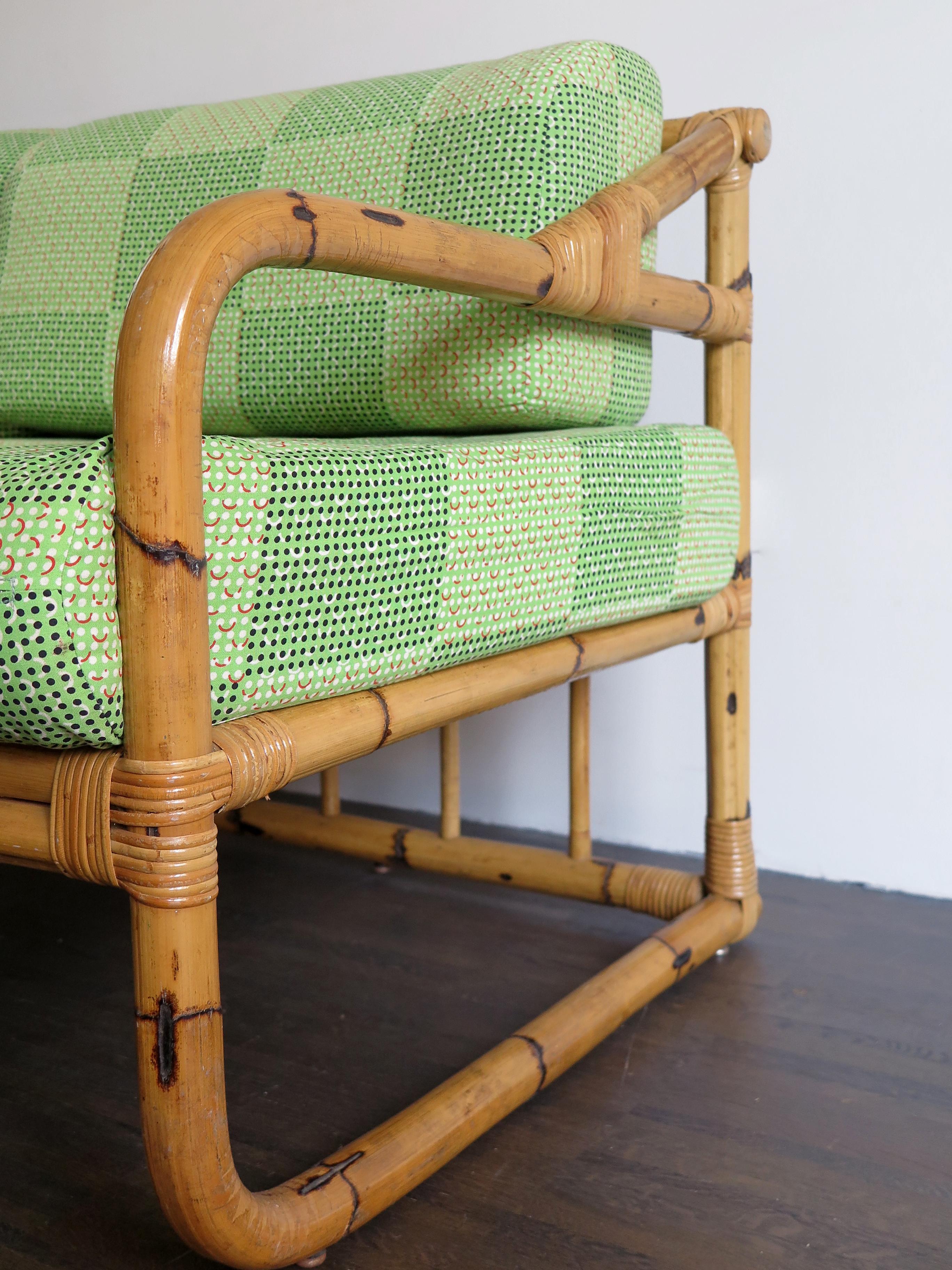 Italian Midcentury Modern Design Bamboo Sofa Bed Bonacina Style 1960s 7
