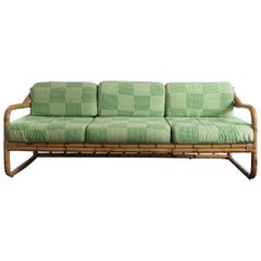 Antique Italian Midcentury Modern Design Bamboo Sofa Bed Bonacina Style 1960s