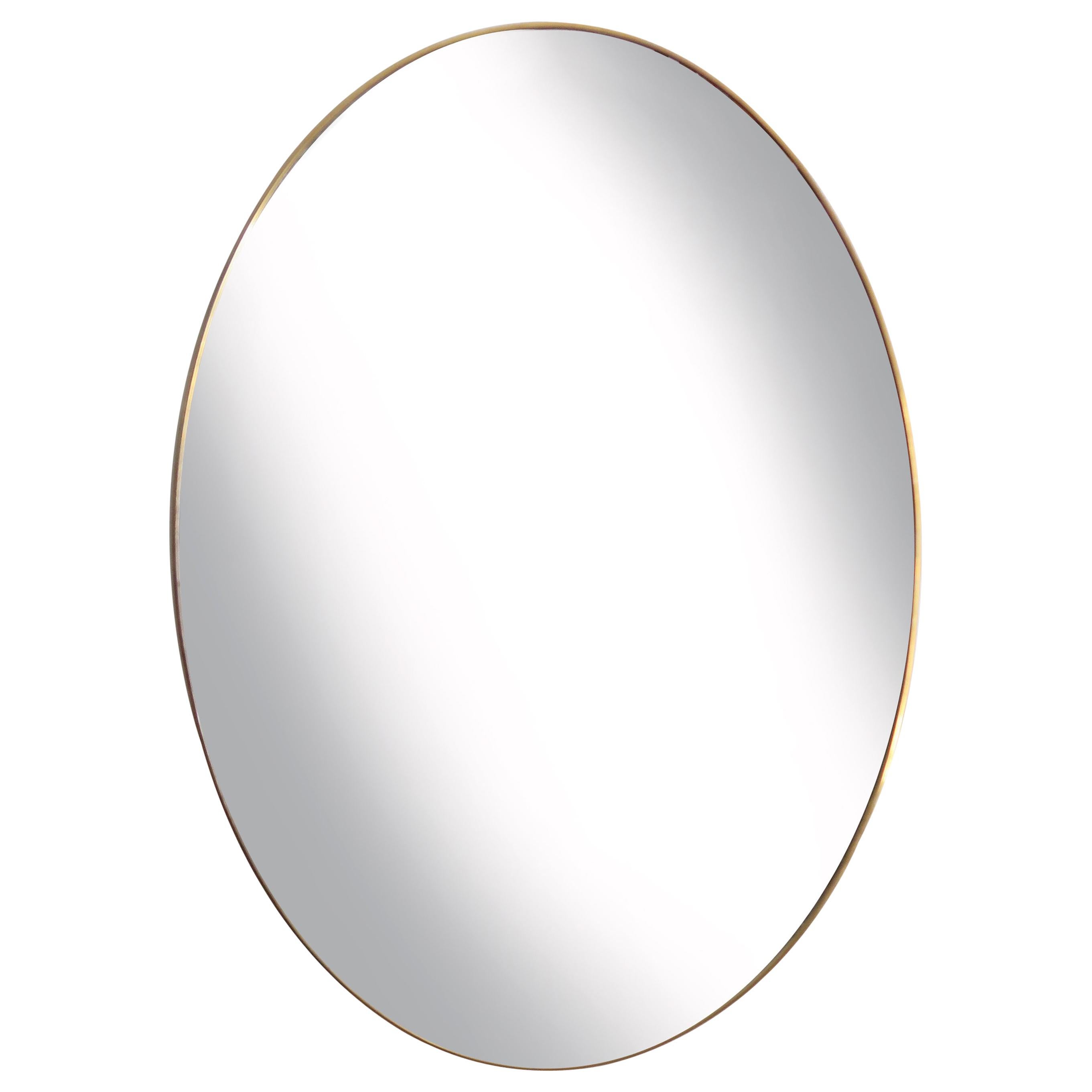 Italian Mid-Century Modern Design Brass Wall Mirror, 1950s For Sale