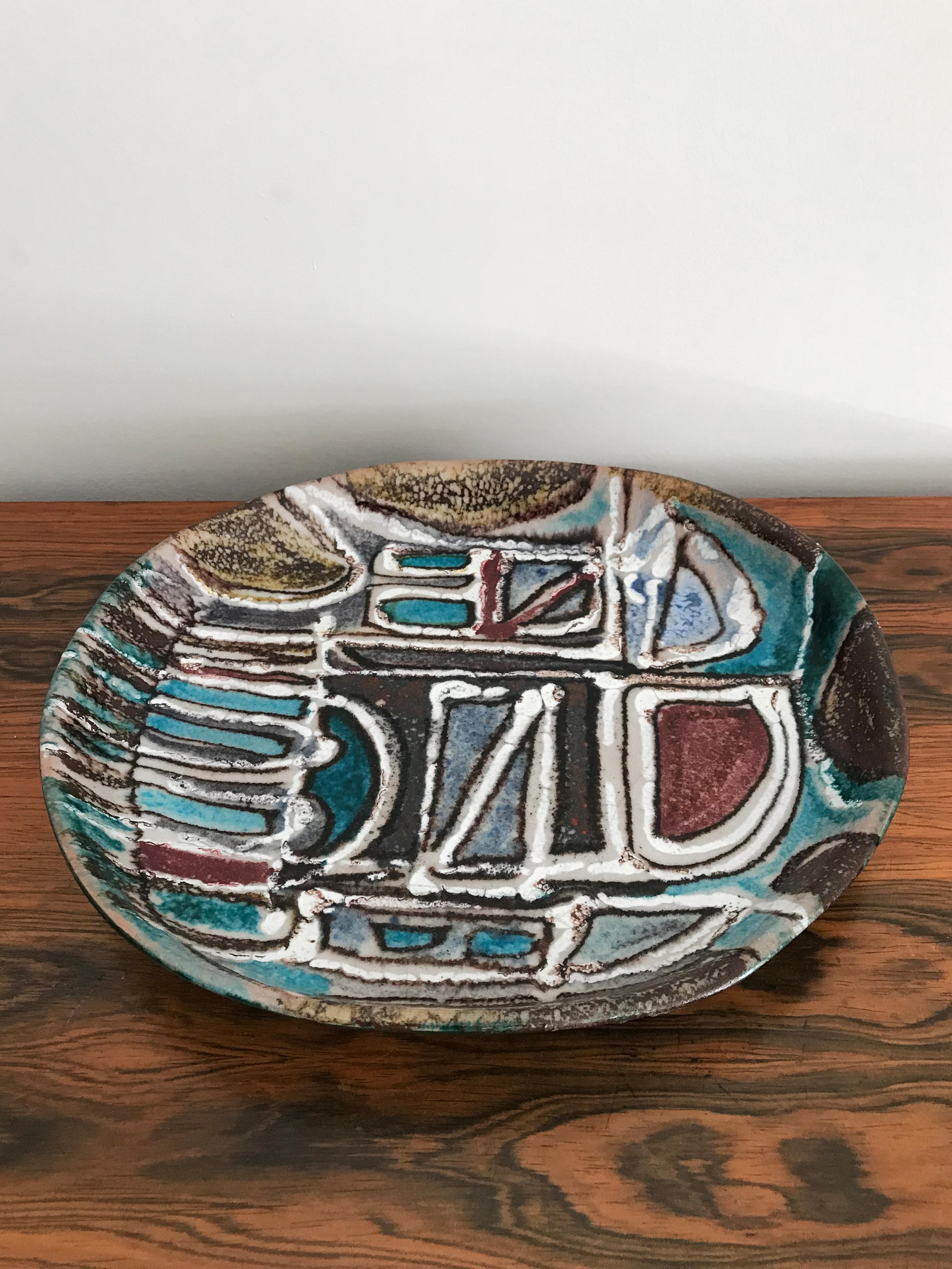 Mid-20th Century Italian Mid-Century Modern Design Ceramic Plate or Centerpiece, 1950s