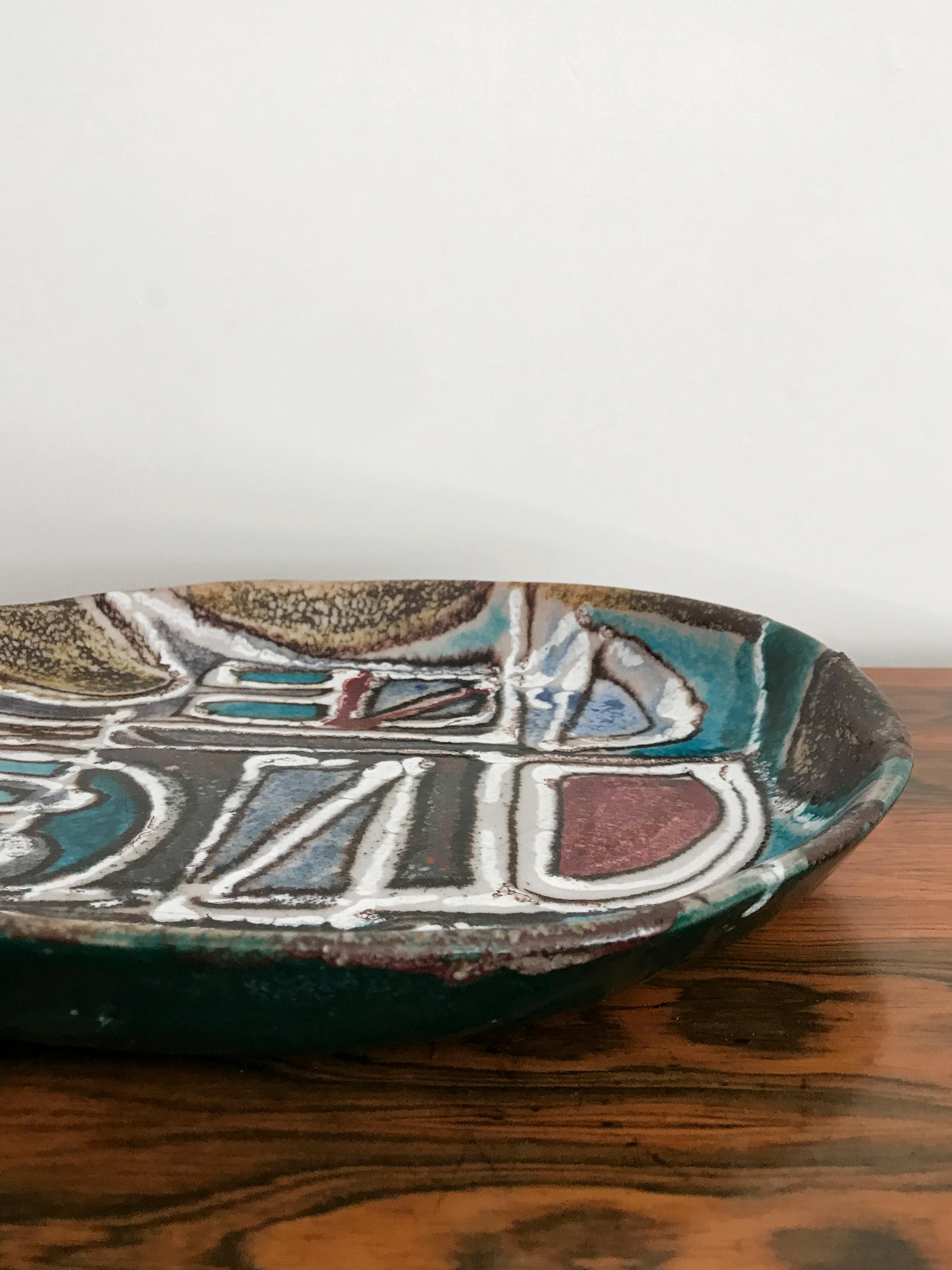 Italian Mid-Century Modern Design Ceramic Plate or Centerpiece, 1950s 1