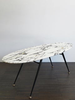Italian Mid-Century Modern Design Marble Oval Coffe Table, 1950s