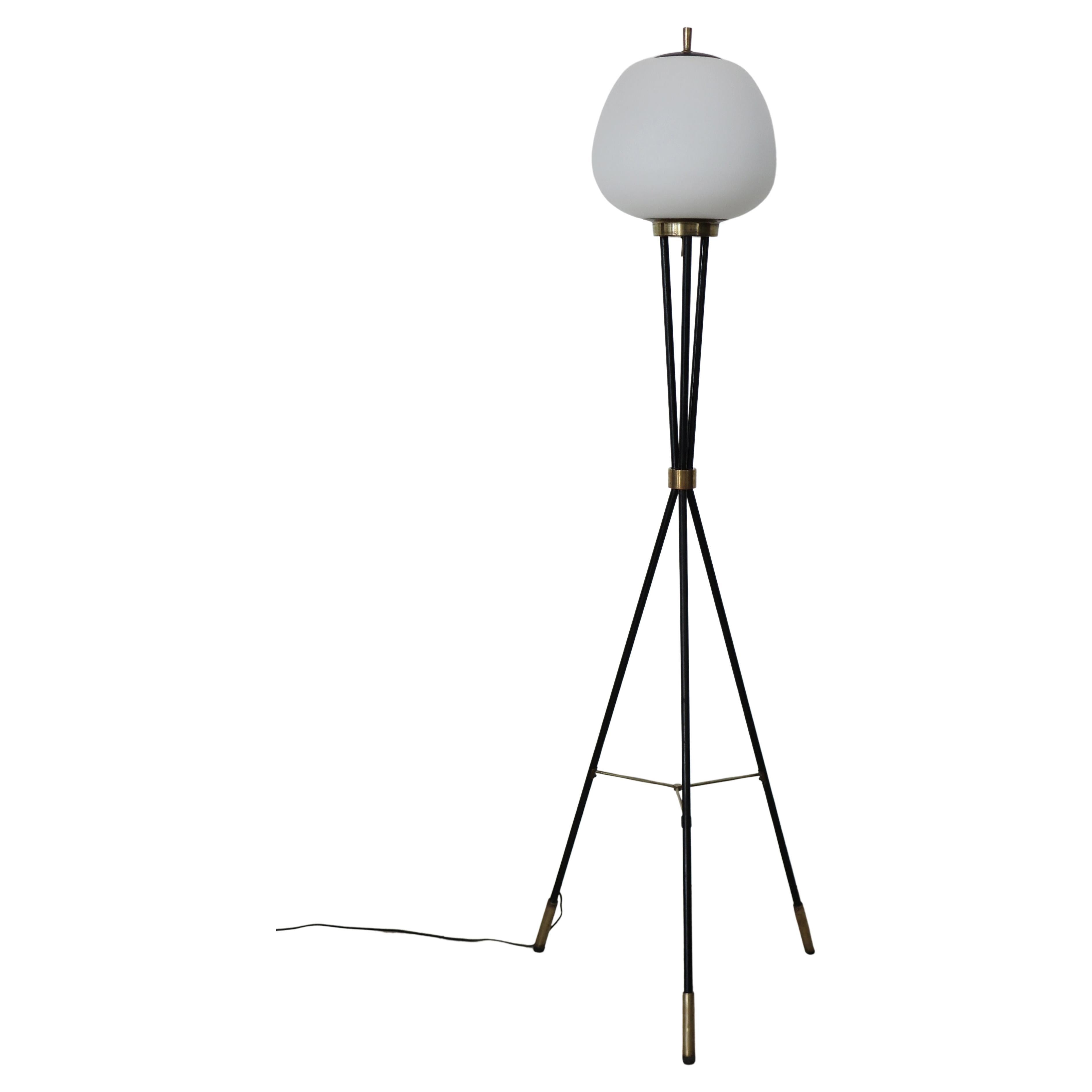 Italienische Stilnovo-Stehlampe aus Metallglas, Mid-Century Modern Design, 1950er Jahre