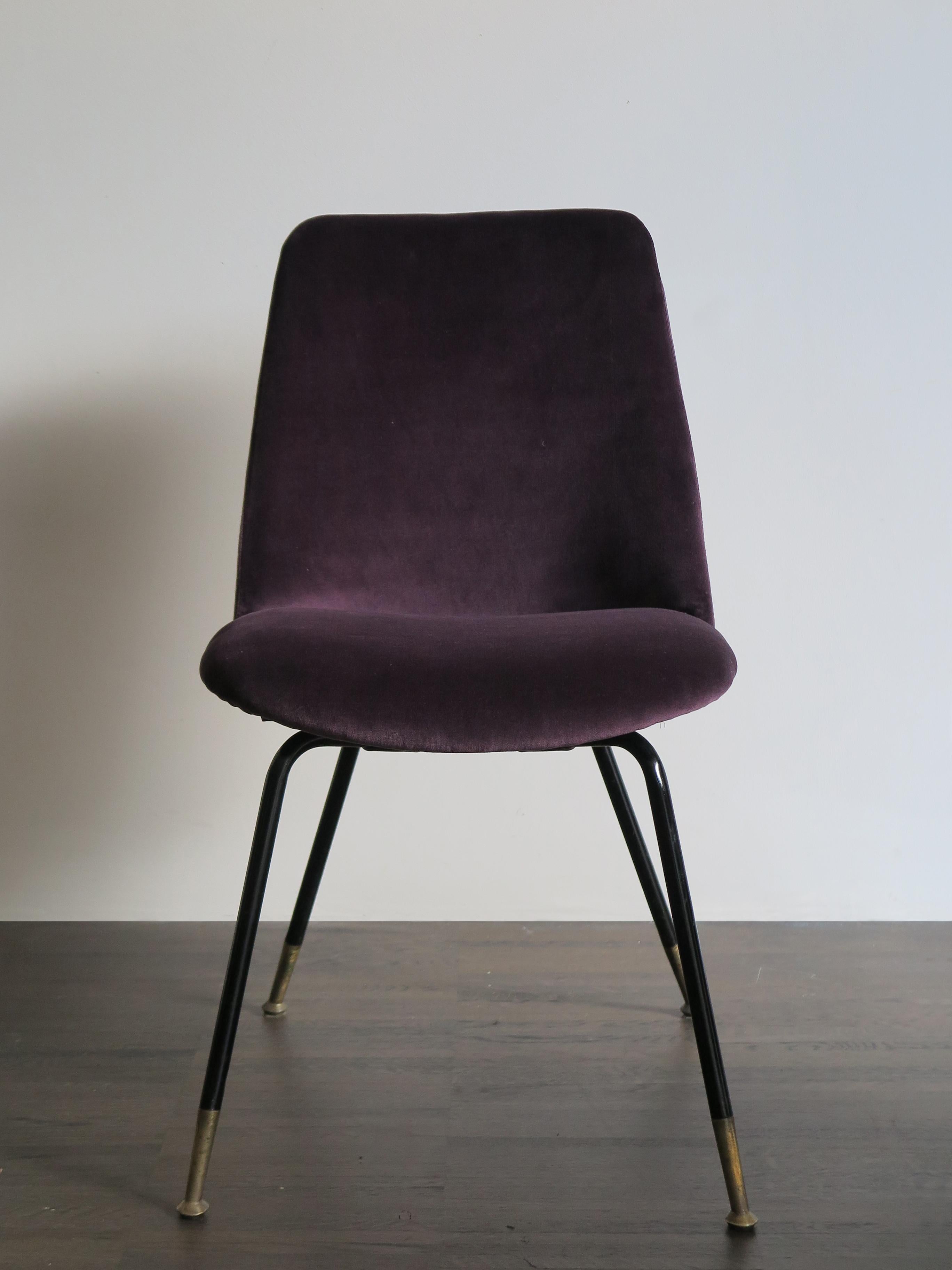 Italian Mid-Century Modern Design Velvet Chairs Armchairs, 1950s In Good Condition In Reggio Emilia, IT