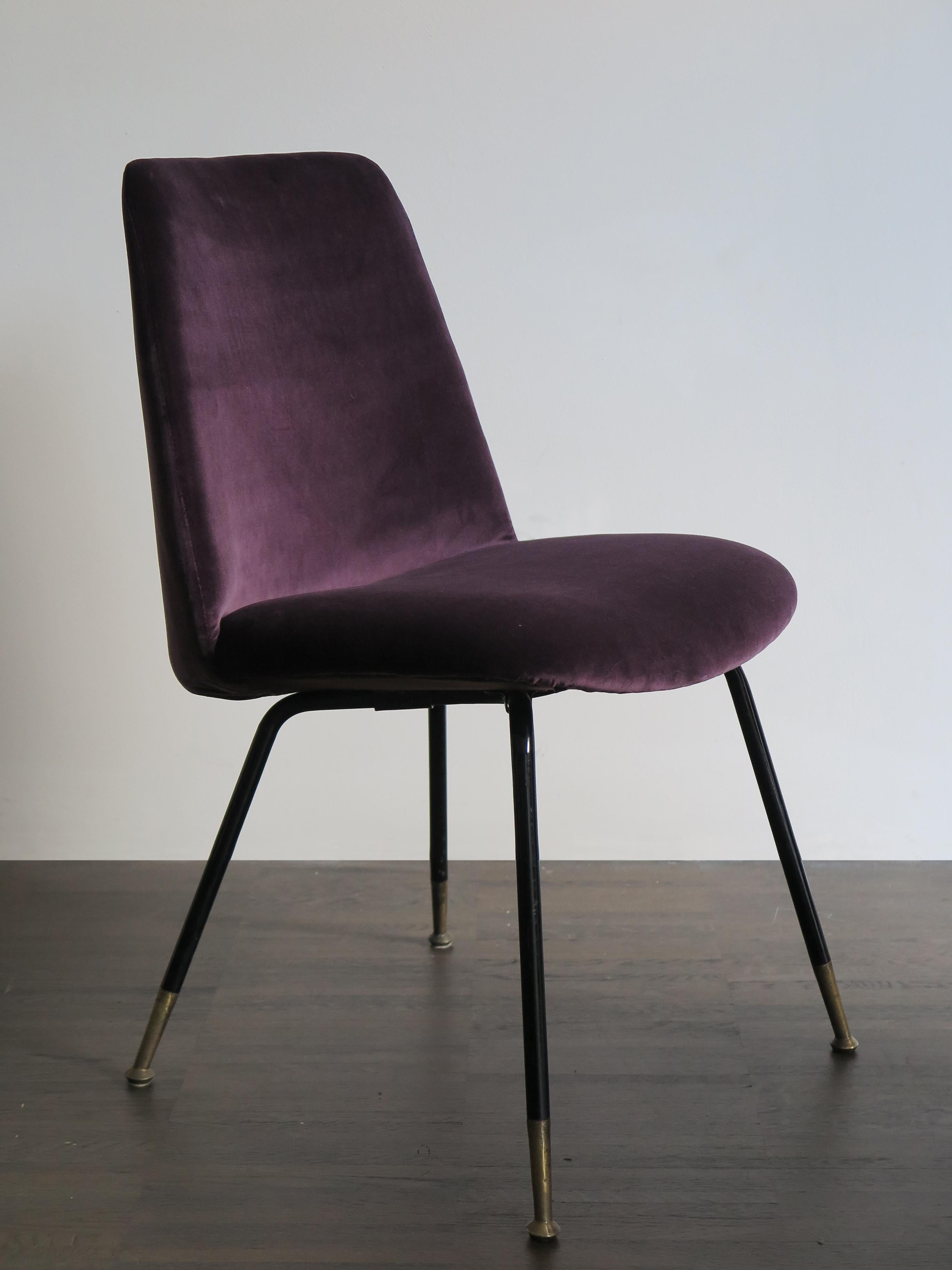 Mid-20th Century Italian Mid-Century Modern Design Velvet Chairs Armchairs, 1950s