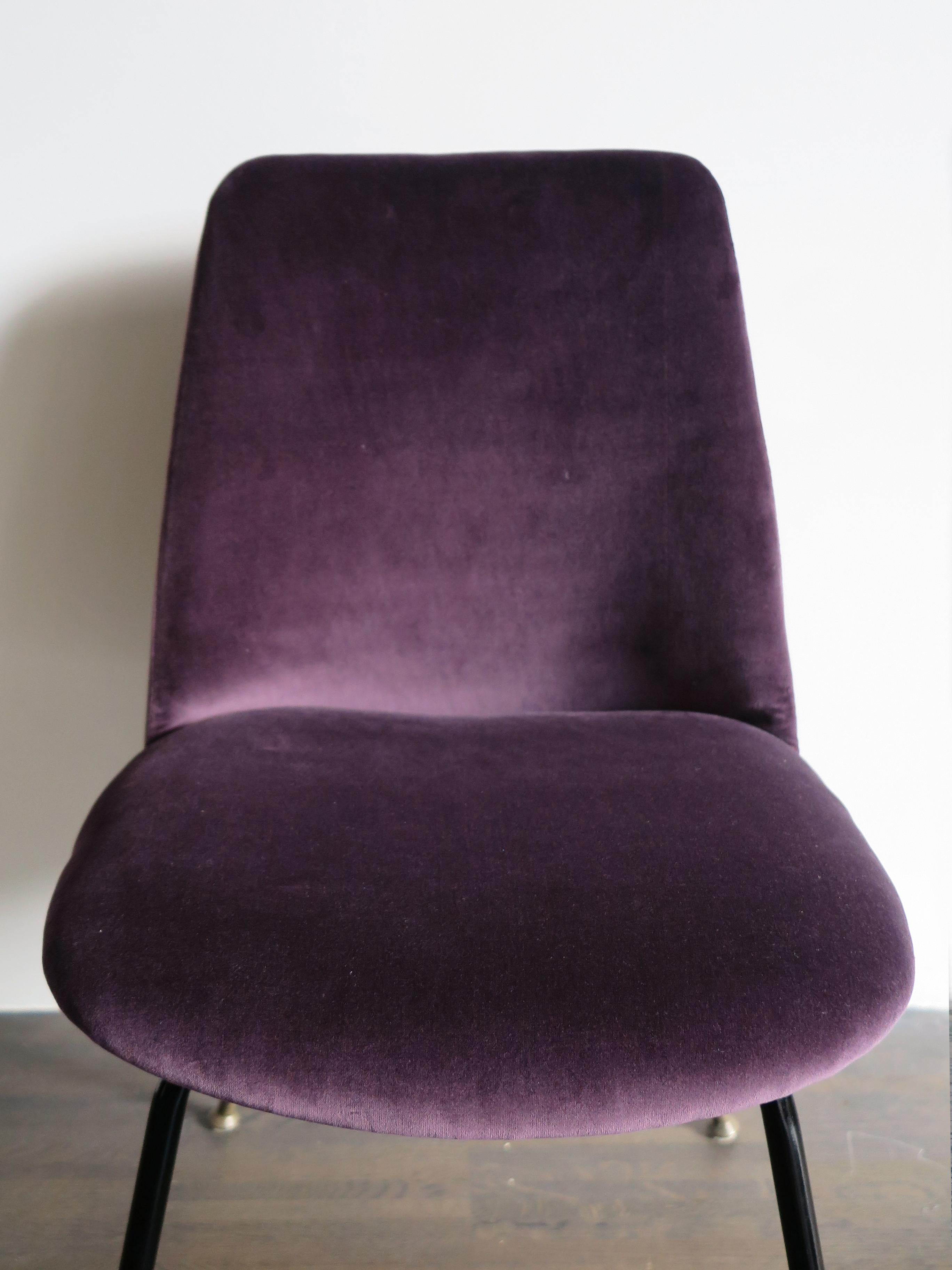 Italian Mid-Century Modern Design Velvet Chairs Armchairs, 1950s 1