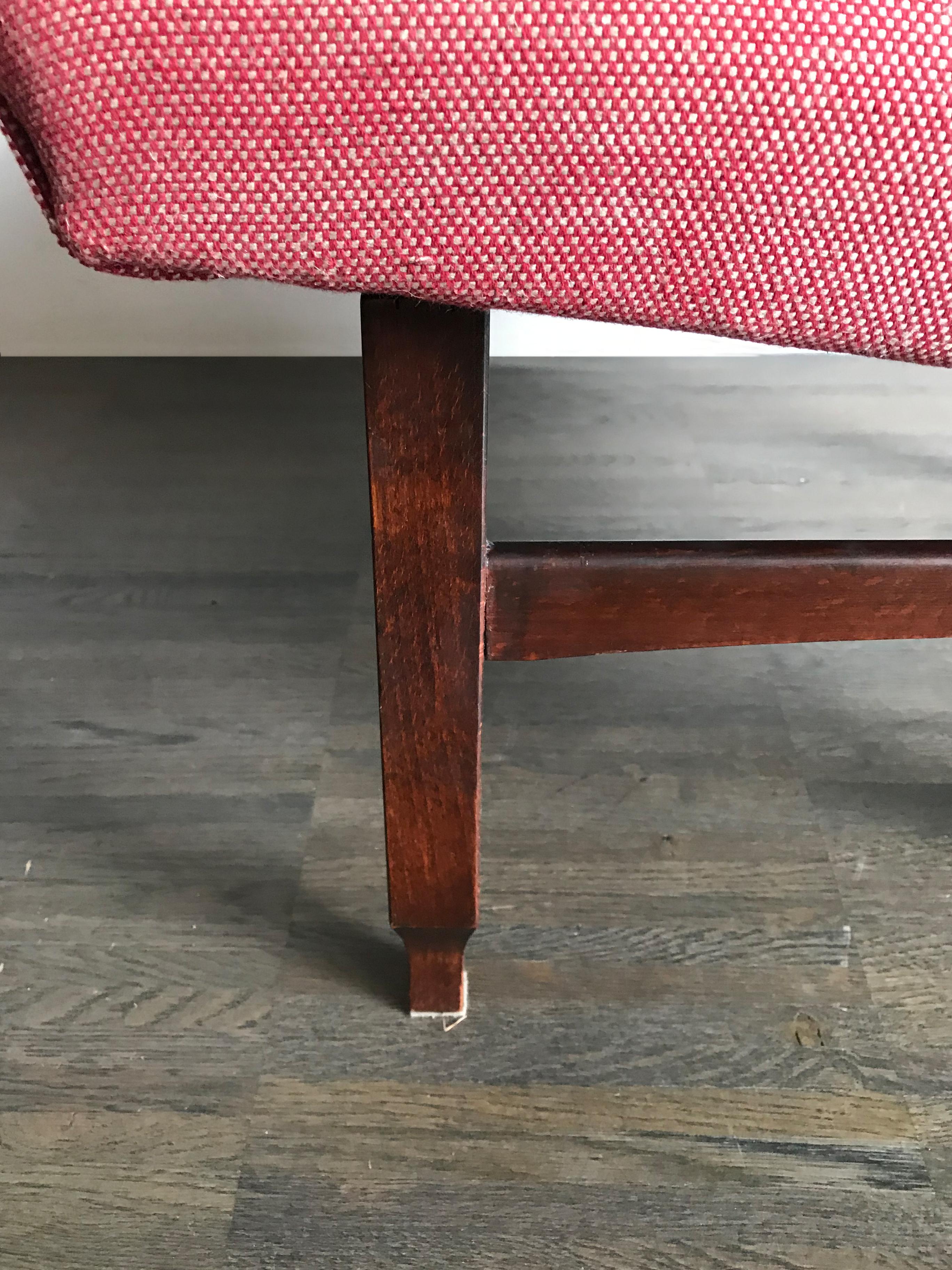 Italienische Sessel aus Holz und rotem Stoff im modernen italienischen Midcentury-Design, 1950er Jahre im Angebot 9