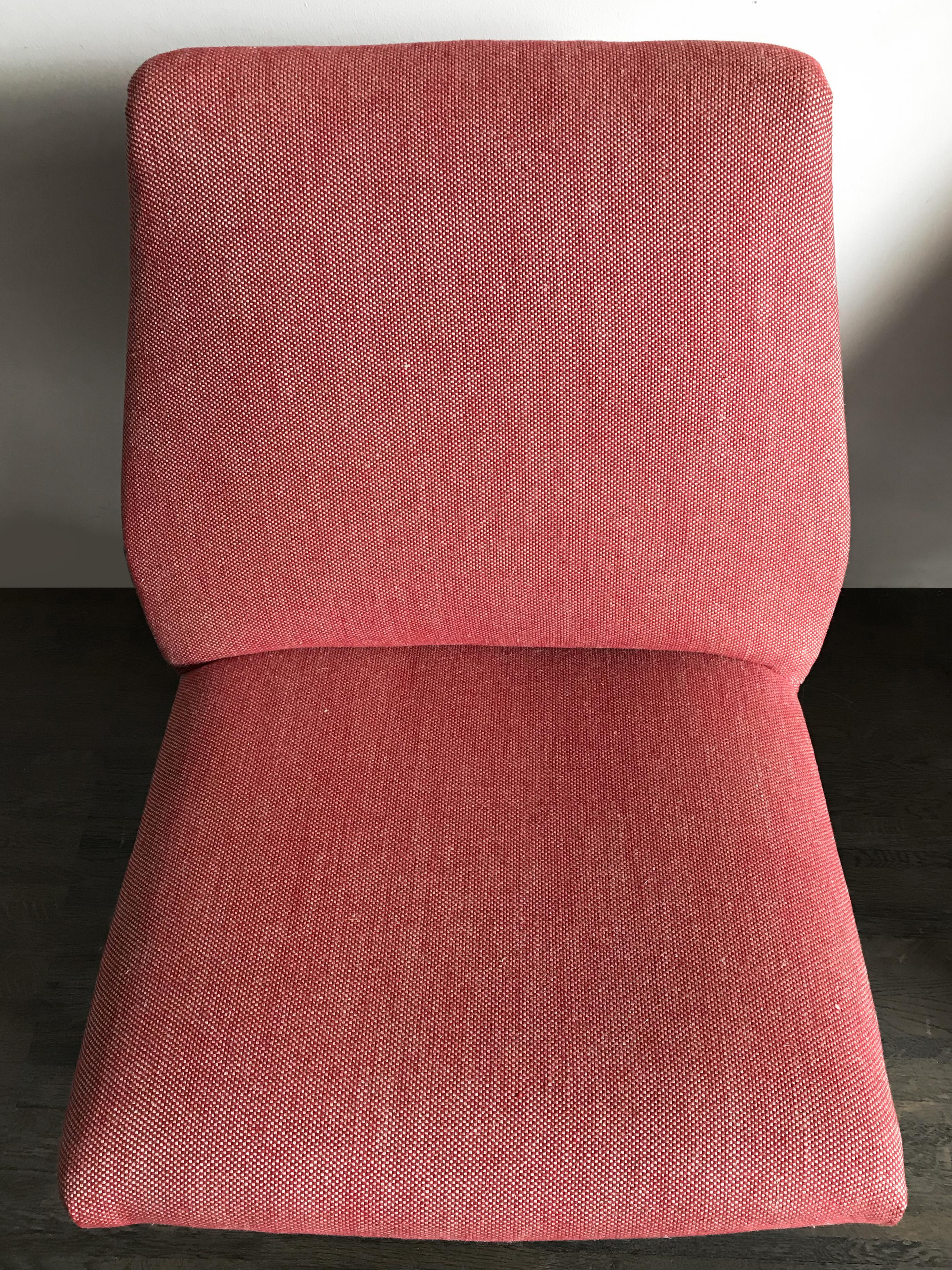 Italienische Sessel aus Holz und rotem Stoff im modernen italienischen Midcentury-Design, 1950er Jahre im Angebot 2