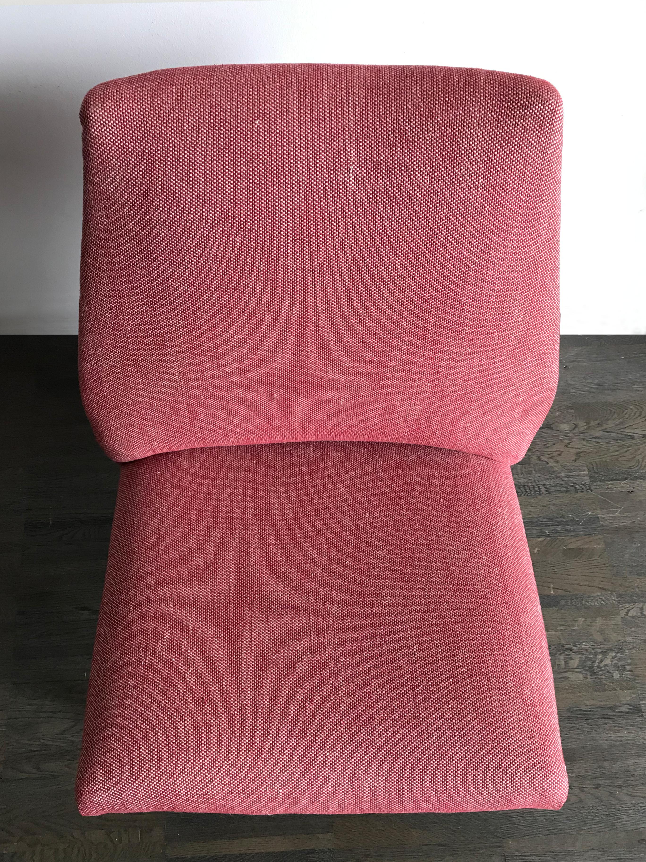 Italienische Sessel aus Holz und rotem Stoff im modernen italienischen Midcentury-Design, 1950er Jahre im Angebot 3