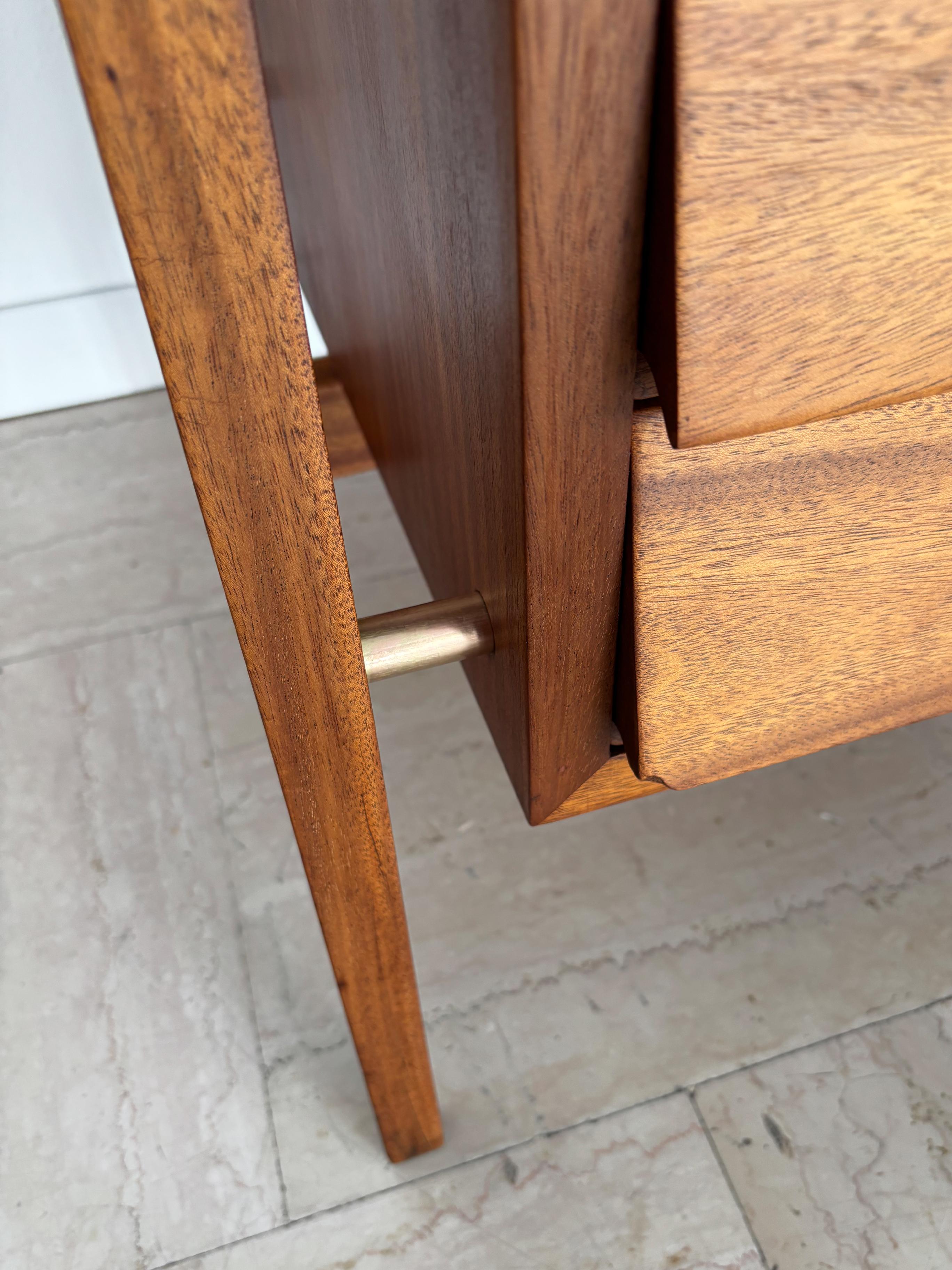 Italian Midcentury Modern Design Wood Glass Brass Desk 1950s For Sale 15