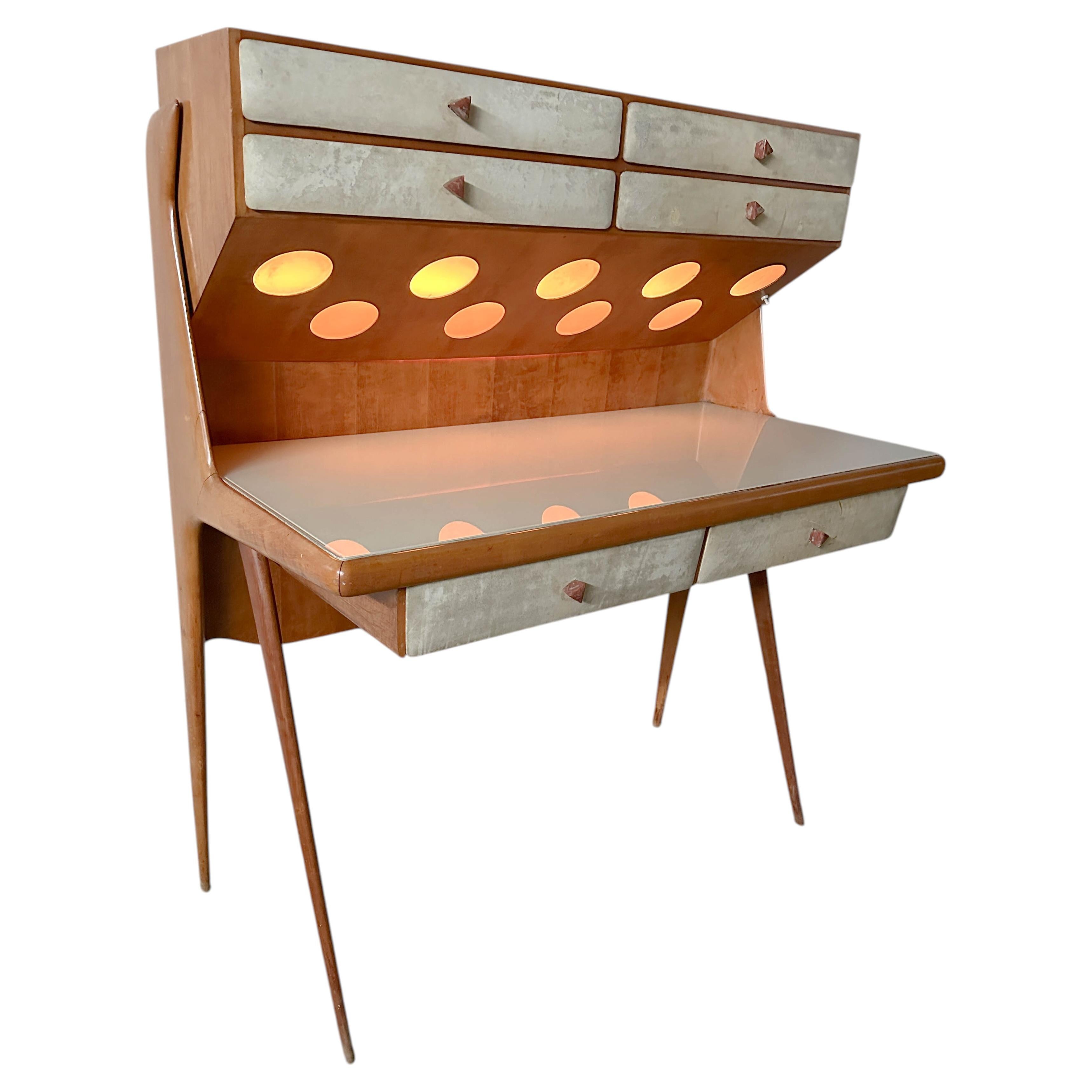 Italian Midcentury Modern Desk attributed to Silvio Cavatorta