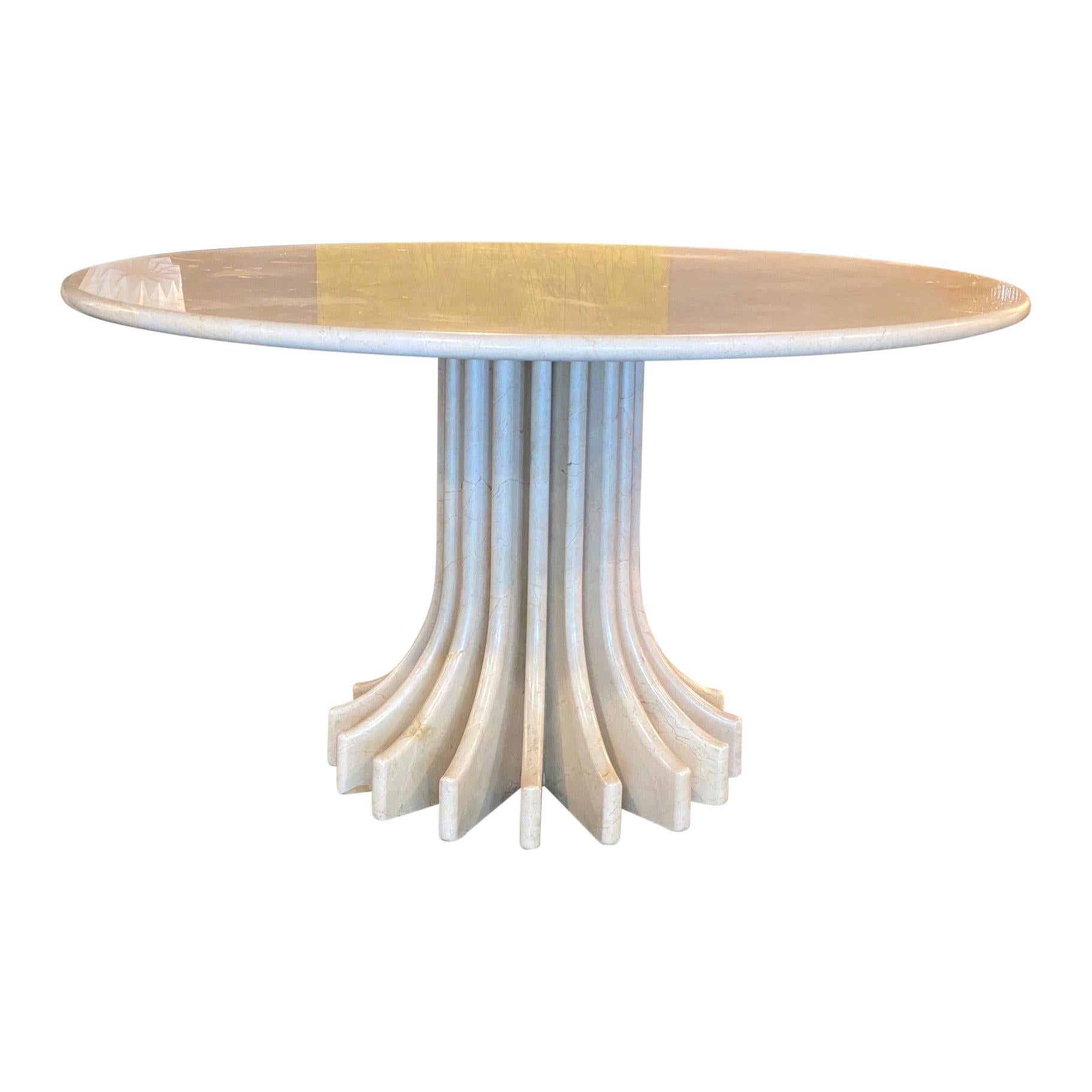 Mid-Century Modern Geometric Marble Dining Table 1970s Carlo Scarpa Style