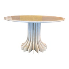 Mid-Century Modern Geometric Marble Dining Table 1970s Carlo Scarpa Style