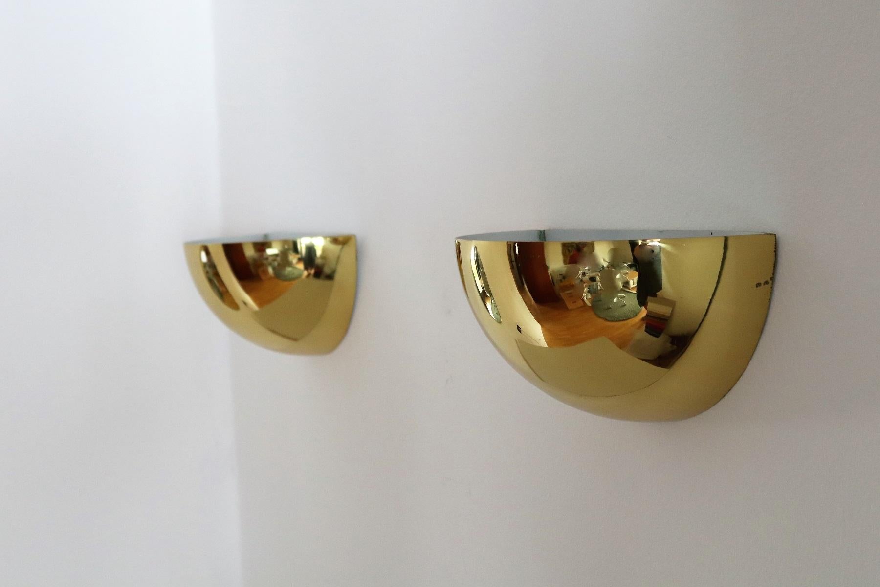 Midcentury Half Moon Wall Sconces in Brass by Vereinigte Werkstätten, 1960s 3