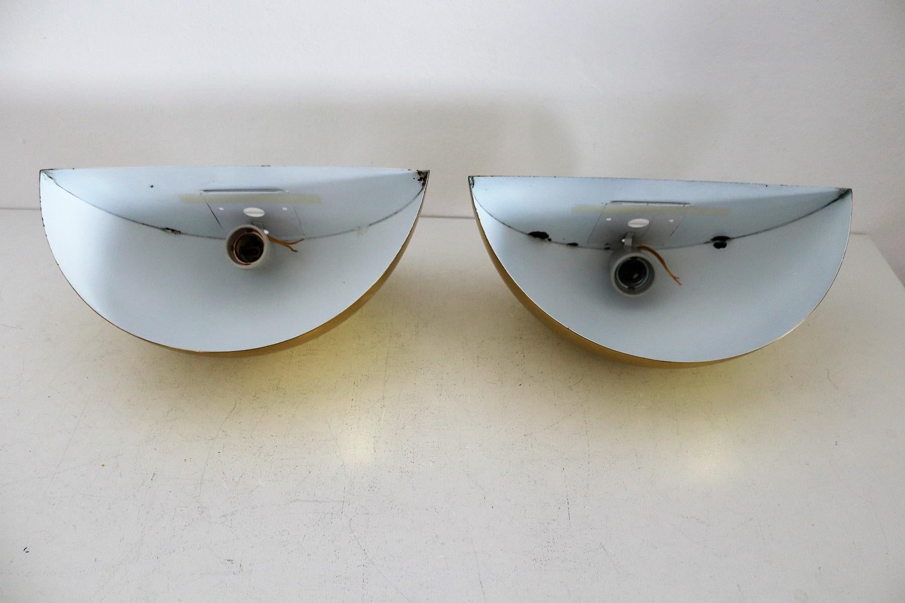 Midcentury Half Moon Wall Sconces in Brass by Vereinigte Werkstätten, 1960s 4