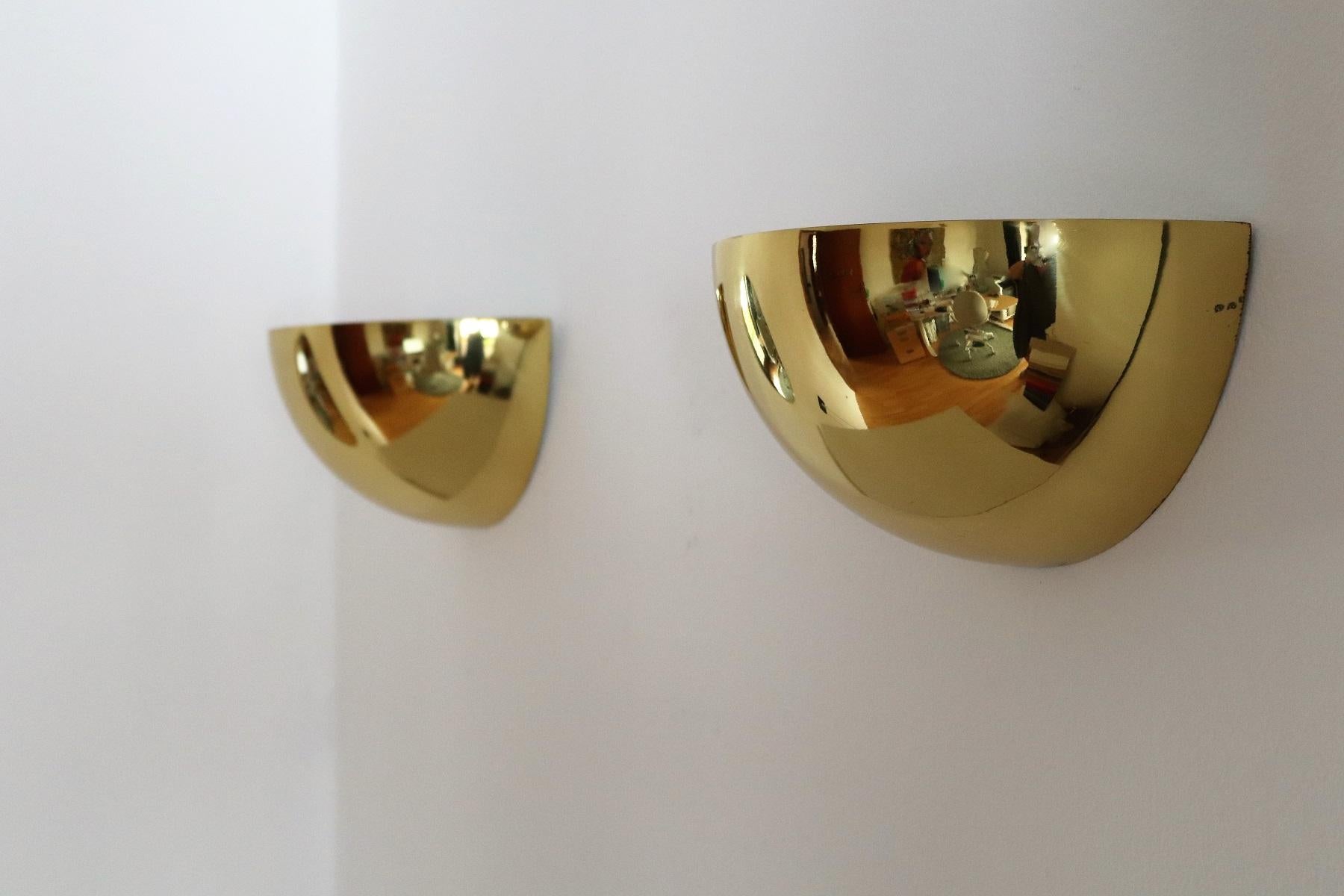 Midcentury Half Moon Wall Sconces in Brass by Vereinigte Werkstätten, 1960s 8