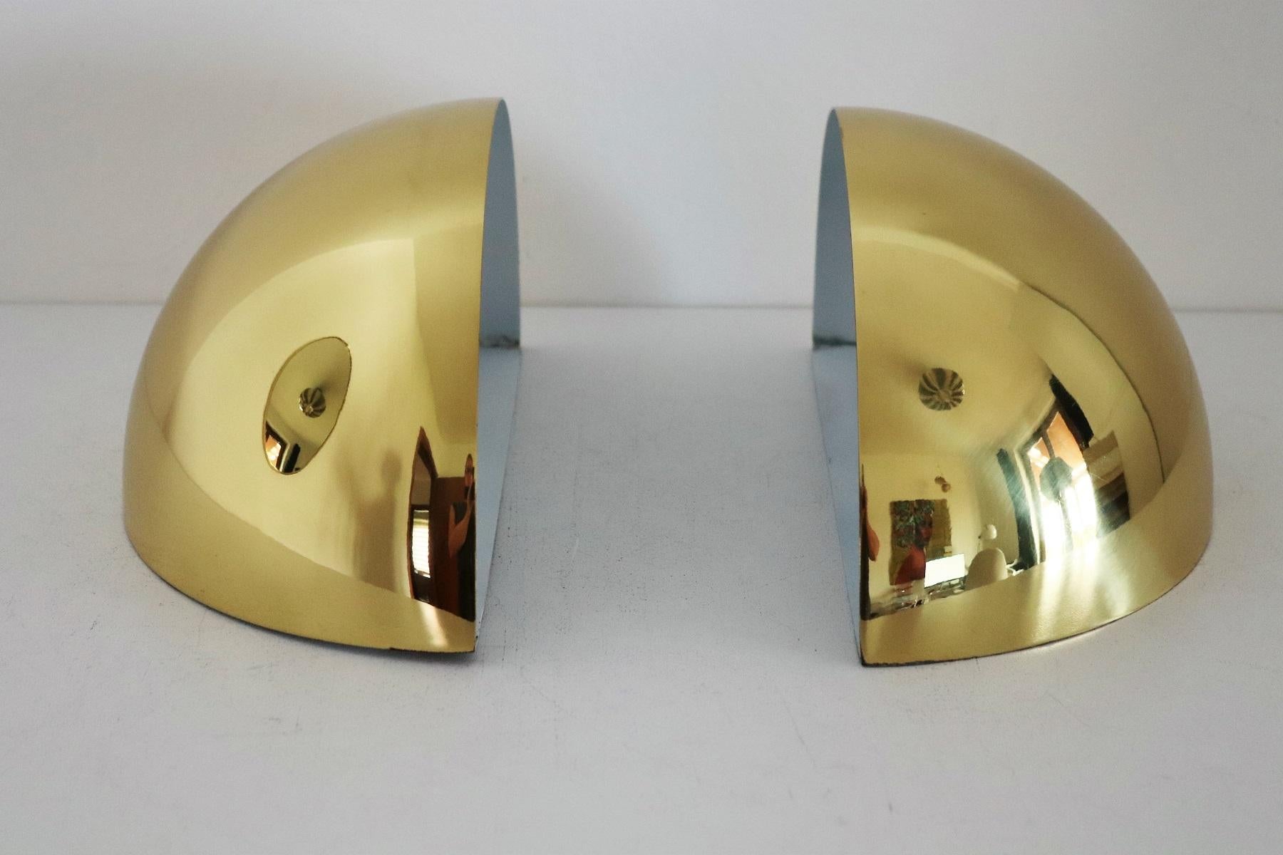 Midcentury Half Moon Wall Sconces in Brass by Vereinigte Werkstätten, 1960s In Good Condition In Morazzone, Varese