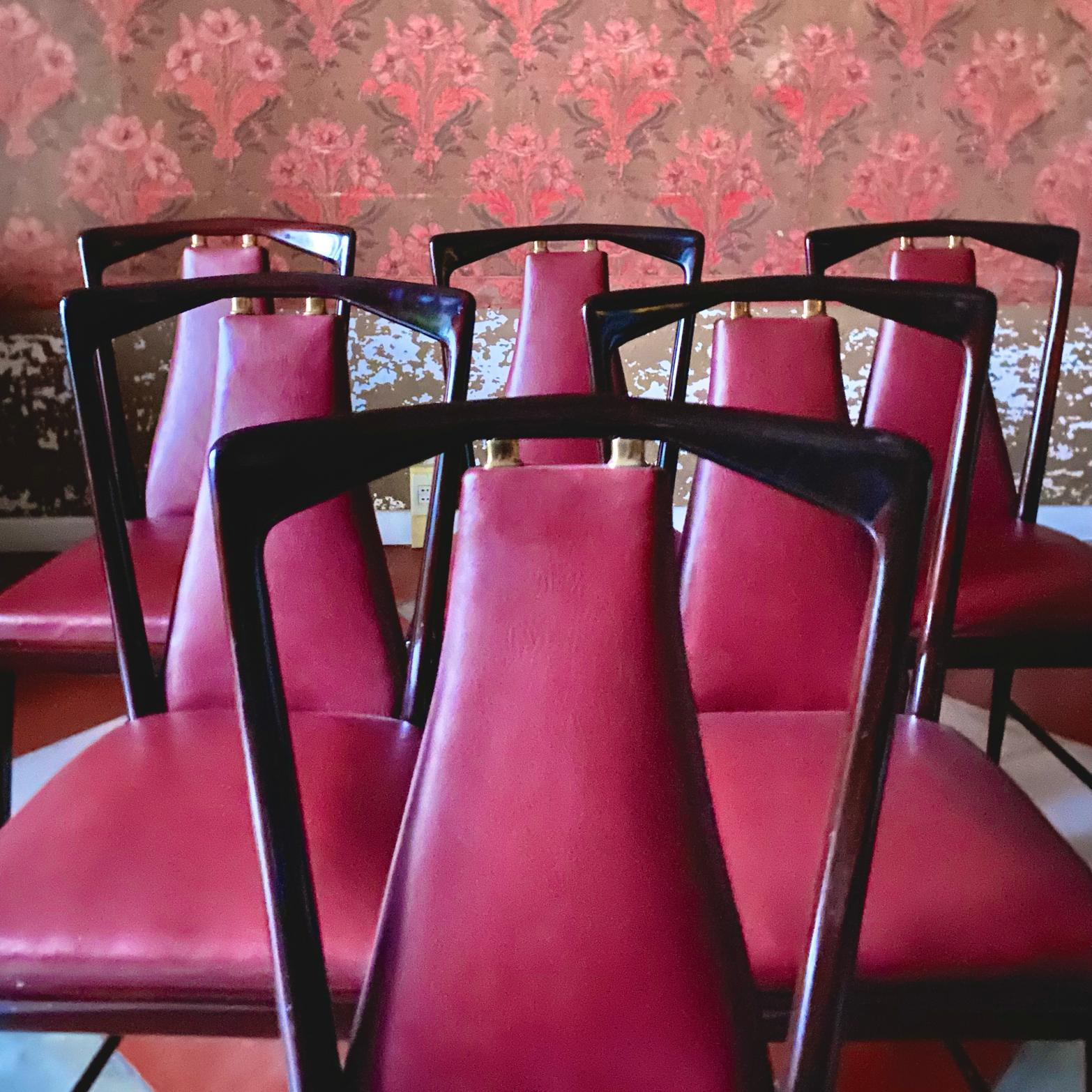 Ensemble de salle à manger italien moderne du milieu du siècle dernier en acajou et bois de rose, Osvaldo Borsani 1950 en vente 10