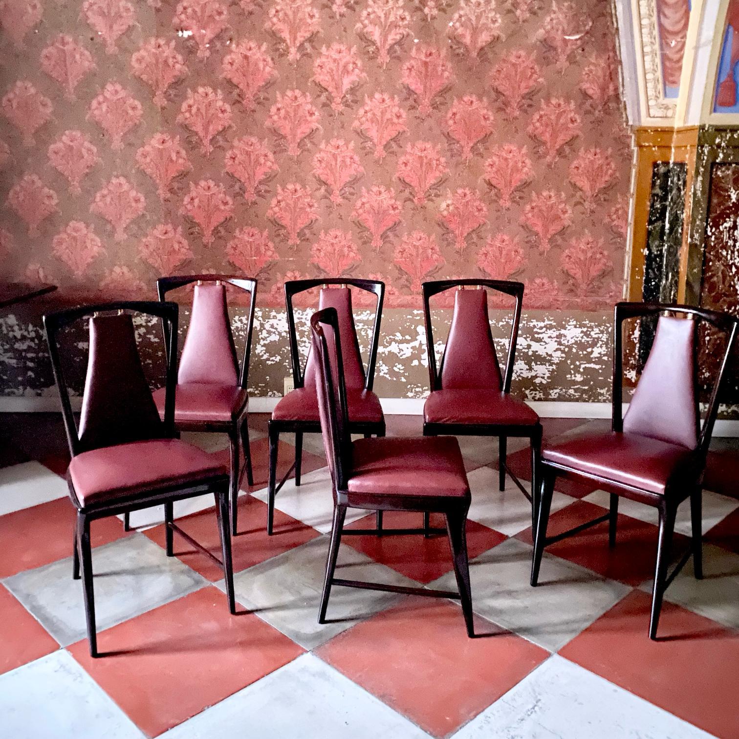 Ensemble de salle à manger italien moderne du milieu du siècle dernier en acajou et bois de rose, Osvaldo Borsani 1950 en vente 11
