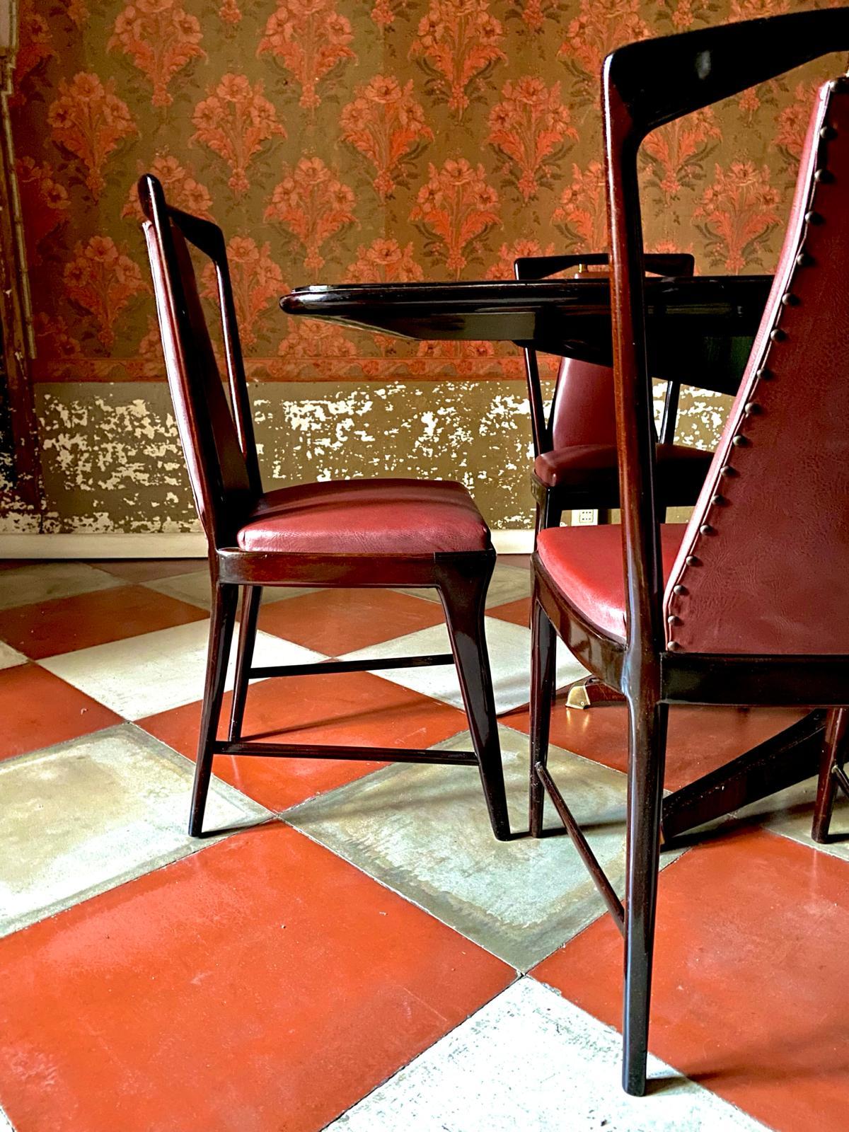 Ensemble de salle à manger italien moderne du milieu du siècle dernier en acajou et bois de rose, Osvaldo Borsani 1950 Bon état - En vente à Ceglie Messapica, IT