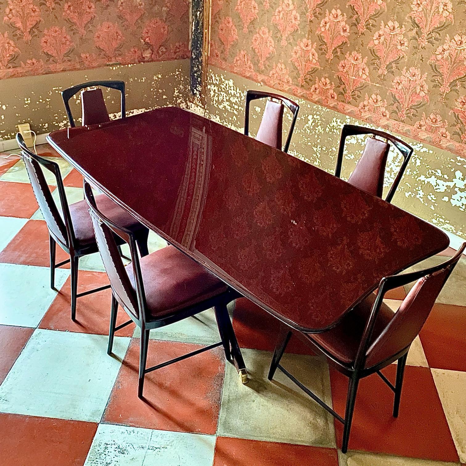 Milieu du XXe siècle Ensemble de salle à manger italien moderne du milieu du siècle dernier en acajou et bois de rose, Osvaldo Borsani 1950 en vente