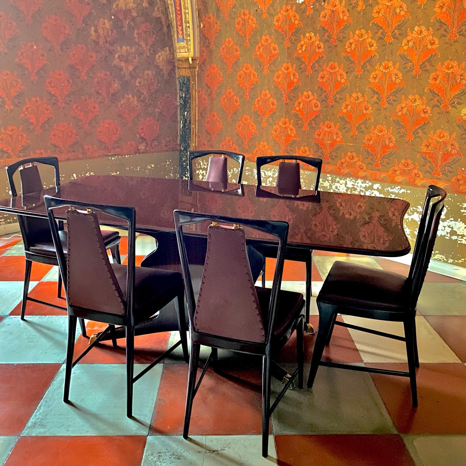 Ensemble de salle à manger italien moderne du milieu du siècle dernier en acajou et bois de rose, Osvaldo Borsani 1950 en vente 2